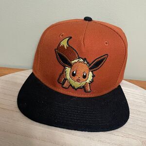 Pokemon EEVEE Adjustable Snapback OS Orange Black Hat Acrylic Cotton Wool
